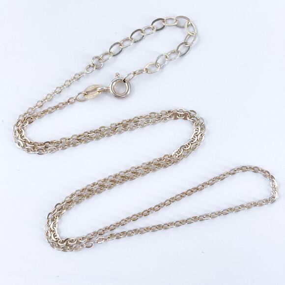 Vintage Sterling Silver 925 Italian Cable Chain Necklace 16”-18” Adjustable - Picture 1 of 3